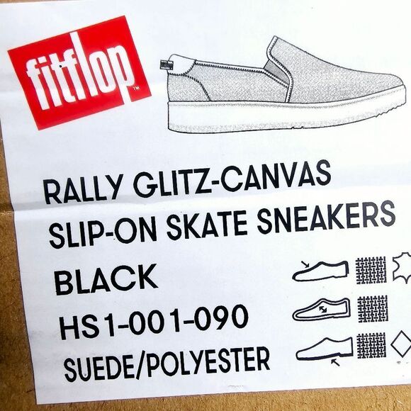 NEW FitFlop RALLY Glitz Canvas Skate Trainers Silver Black SIZE 10 - Picture 10 of 10